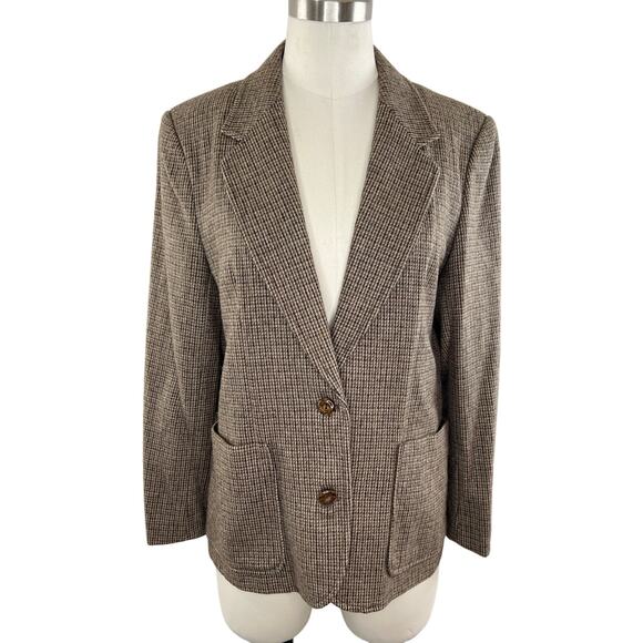 Takashimaya Lady's Wear Vintage Jacket Brown Wool Tweed Blazer Tokyo JP 13 US 10 - Picture 1 of 7